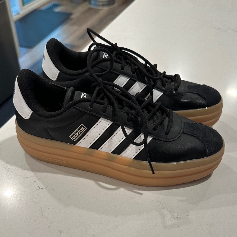 Adidas Black and White Platform Sneakers